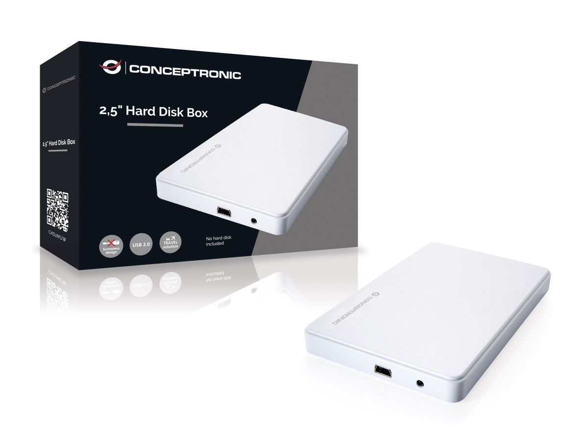 Conceptronic 2,5" USB2.0 SATAIII HDD/SSD Enclosure White