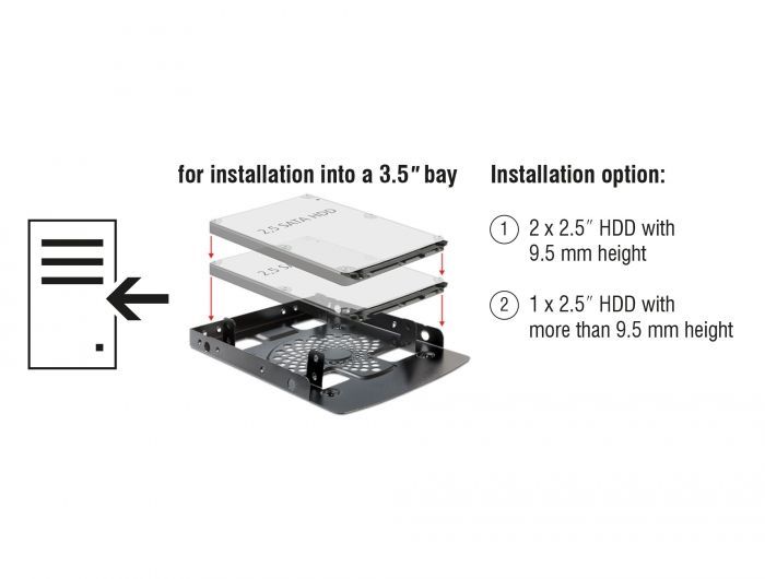 DeLock Installation frame 3,5″ > 2 x 2,5″ HDD