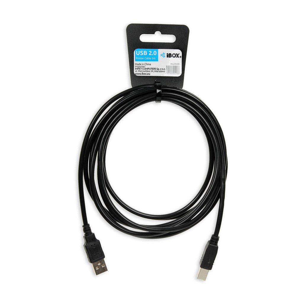 iBox IKU2D USB-A - USB-B Cable 3m Black