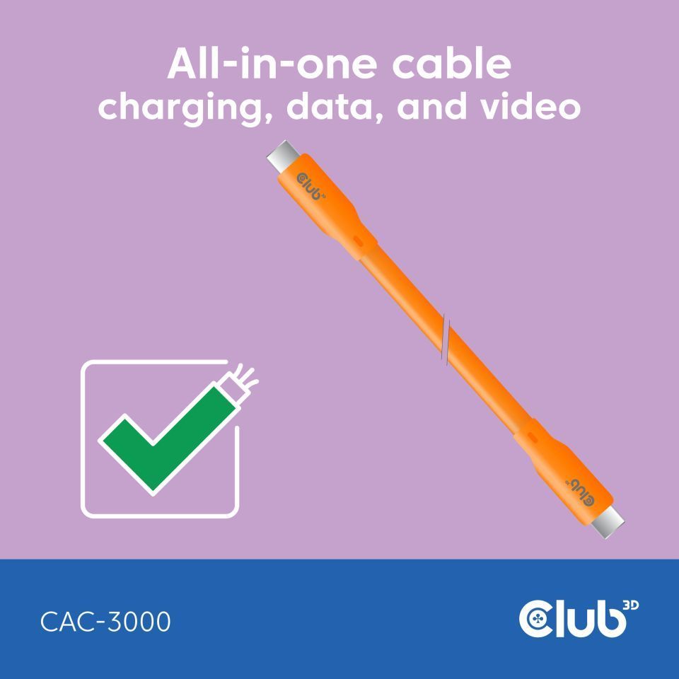 Club3D CAC-3000 Lifestyle USB-C Cable 2m Orange