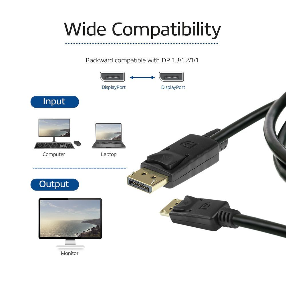 ACT DisplayPort 1.4 cable 8K male to male 1m Black ACT DisplayPort 1.4 cable 8K male to male 1m Black