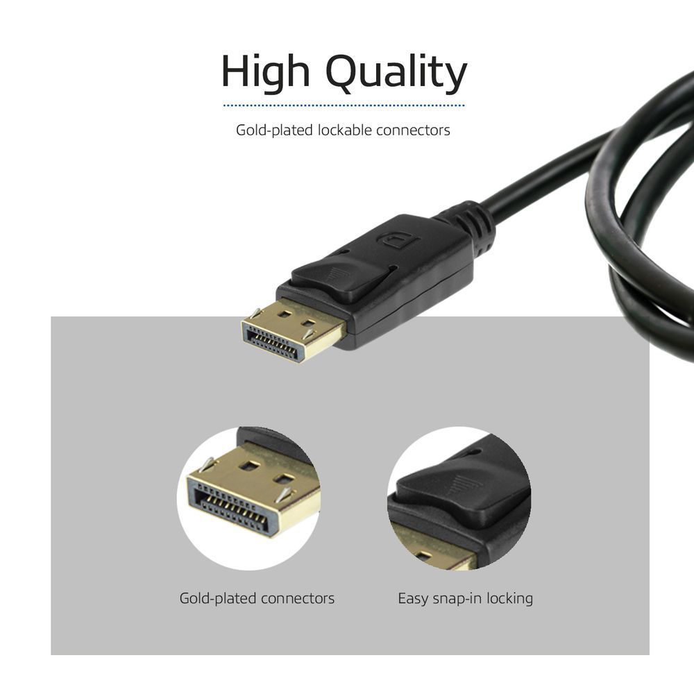 ACT DisplayPort 1.4 cable 8K male to male 1m Black ACT DisplayPort 1.4 cable 8K male to male 1m Black