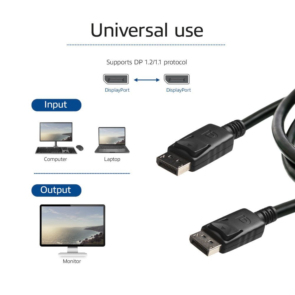 ACT DisplayPort cable male male, power pin 20 connected 0,5m Black ACT DisplayPort cable male male, power pin 20 connected 0,5m Black
