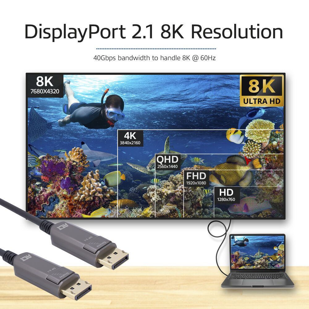 ACT 8K DisplayPort Active Optical Cable male/male 40m Black