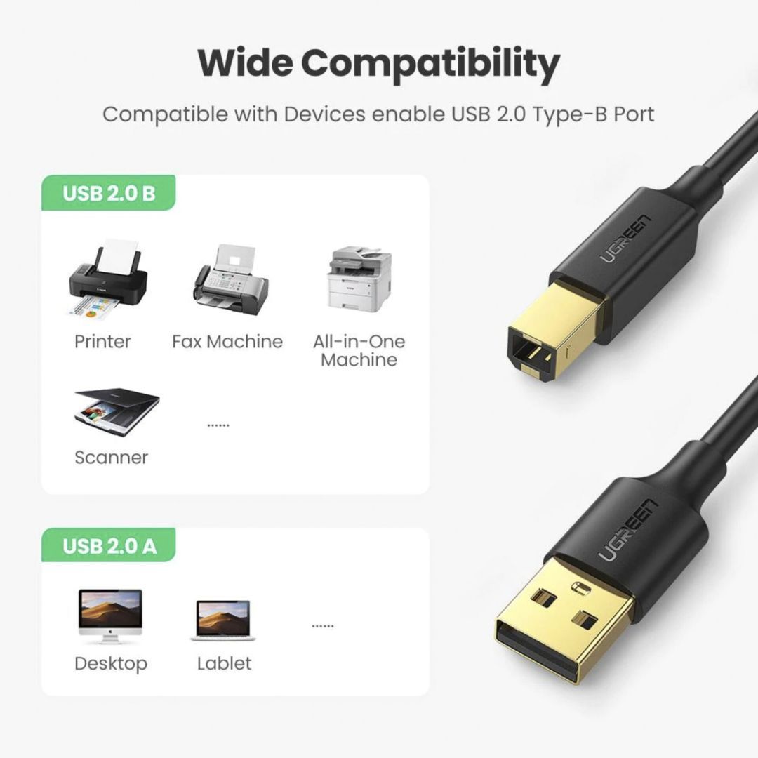 UGREEN USB-A To BM Print Cable 1,5m Black