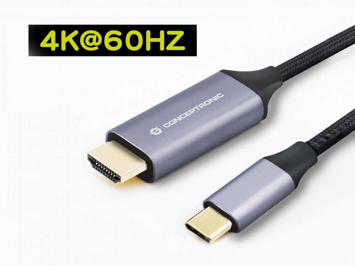 Conceptronic ABBY10G USB-C to HDMI Male to Male 4K60Hz cable 2m Black