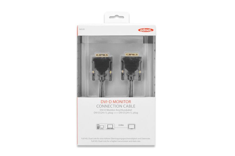 Ednet DVI-D (Dual Link) Connection Cable 2m Black