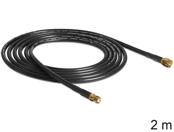 DeLock SMA Plug > SMA Jack CFD/RF200 2m Low Loss Antenna Cable DeLock SMA Plug > SMA Jack CFD/RF200 2m Low Loss Antenna Cable