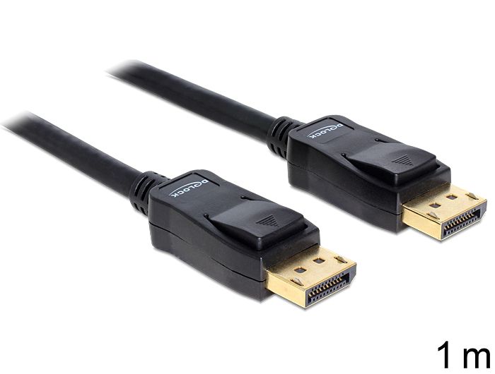 DeLock Displayport 1.2 male > Displayport male 4K 1m kábel Black DeLock Displayport 1.2 male > Displayport male 4K 1m kábel Black