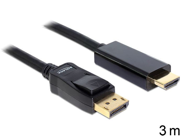 DeLock Displayport apa > HDMI apa kábel 3m DeLock Displayport apa > HDMI apa kábel 3m
