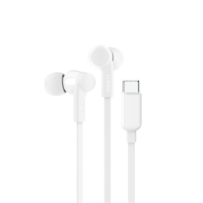 Belkin SoundForm USB-C Wired Earbuds with Adjustable Volume Limiter White