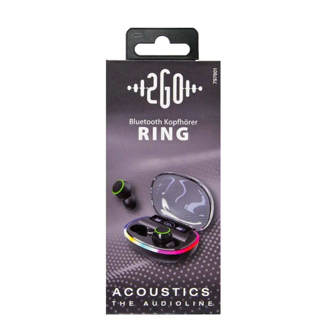 2GO Ring Acoustic Bluetooth Headset Black