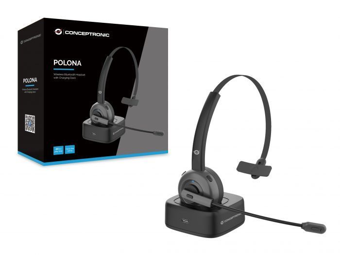 Conceptronic POLONA03BD Bluetooth Mono Headset with Charging Dock Black