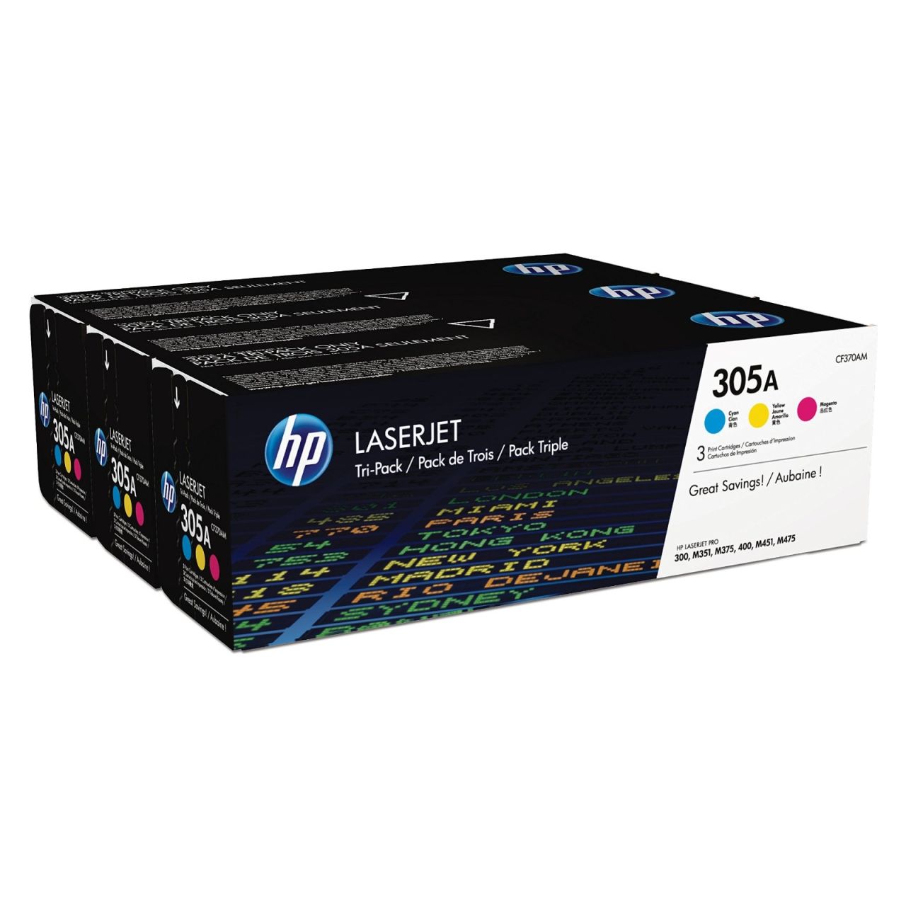 HP CF370AM (305A) 3-pack C/M/Y Color toner HP CF370AM (305A) 3-pack C/M/Y Color toner