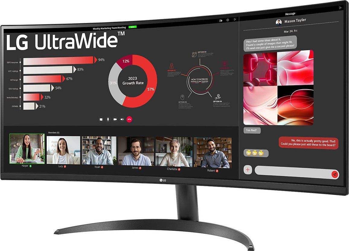 LG 34" 34WR50QK-B LED Curved