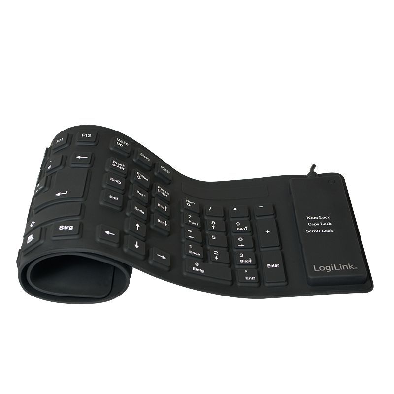 Logilink Flexible waterproof USB + PS/2 Keyboard Black UK