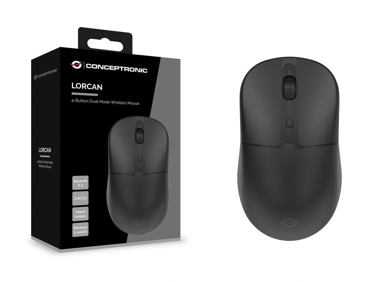 Conceptronic LORCAN04B 4-Button Dual Mode Wireless Mouse Black