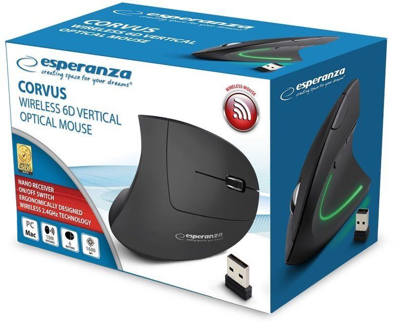 Esperanza Corvus Wireless Mouse Black