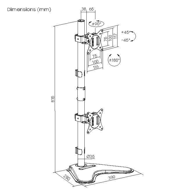 EQuip 17"-32" Dual Vertical Monitor Tabletop Stand