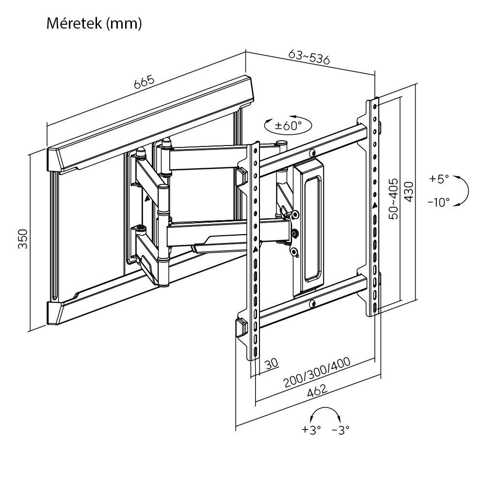 Stansson WM-3270-5-10 TV Wall mount 32"-70" Black