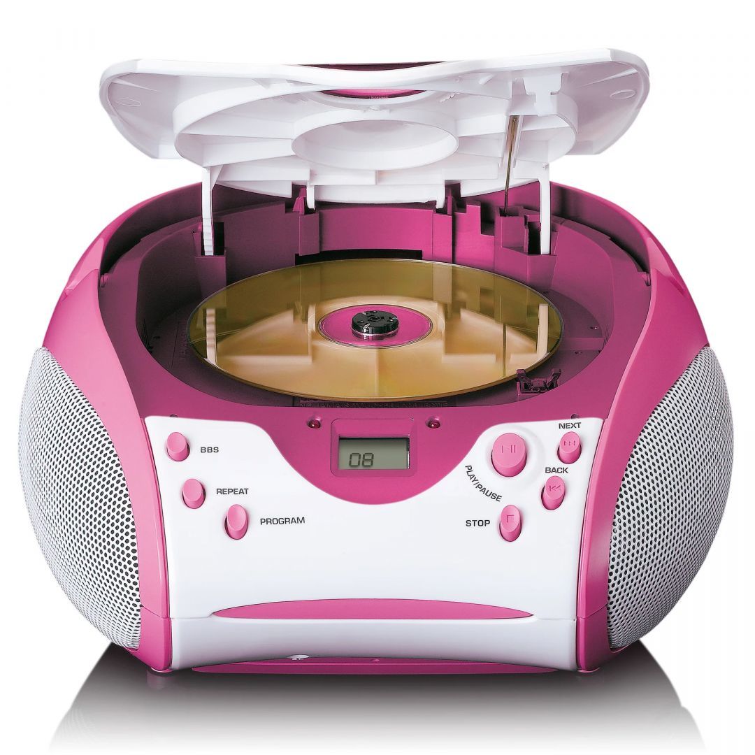 Lenco SCD-24PK Kids portable stereo FM radio with CD player Pink