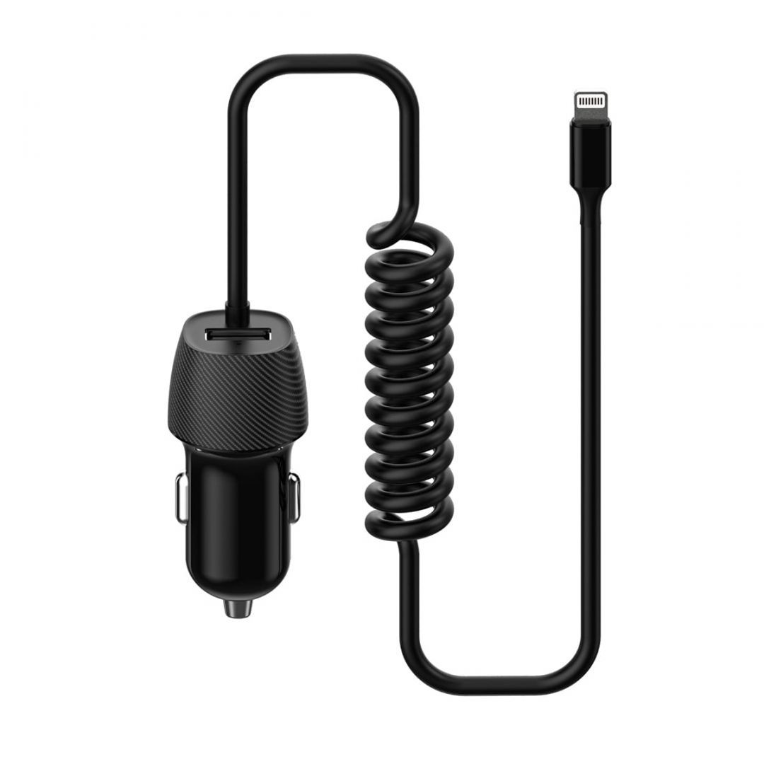 Platinet PLCRSL Car Charger Spiral 3,4A Lightning cable Black