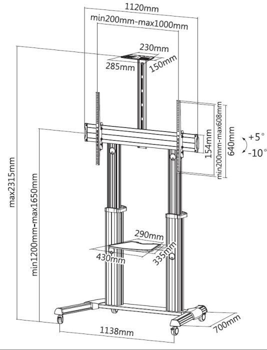 EQuip 60-100" Ultra-large Telescopic Display TV Cart