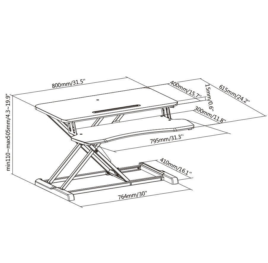 EQuip Ergonomic Sit/Stand Riser Black