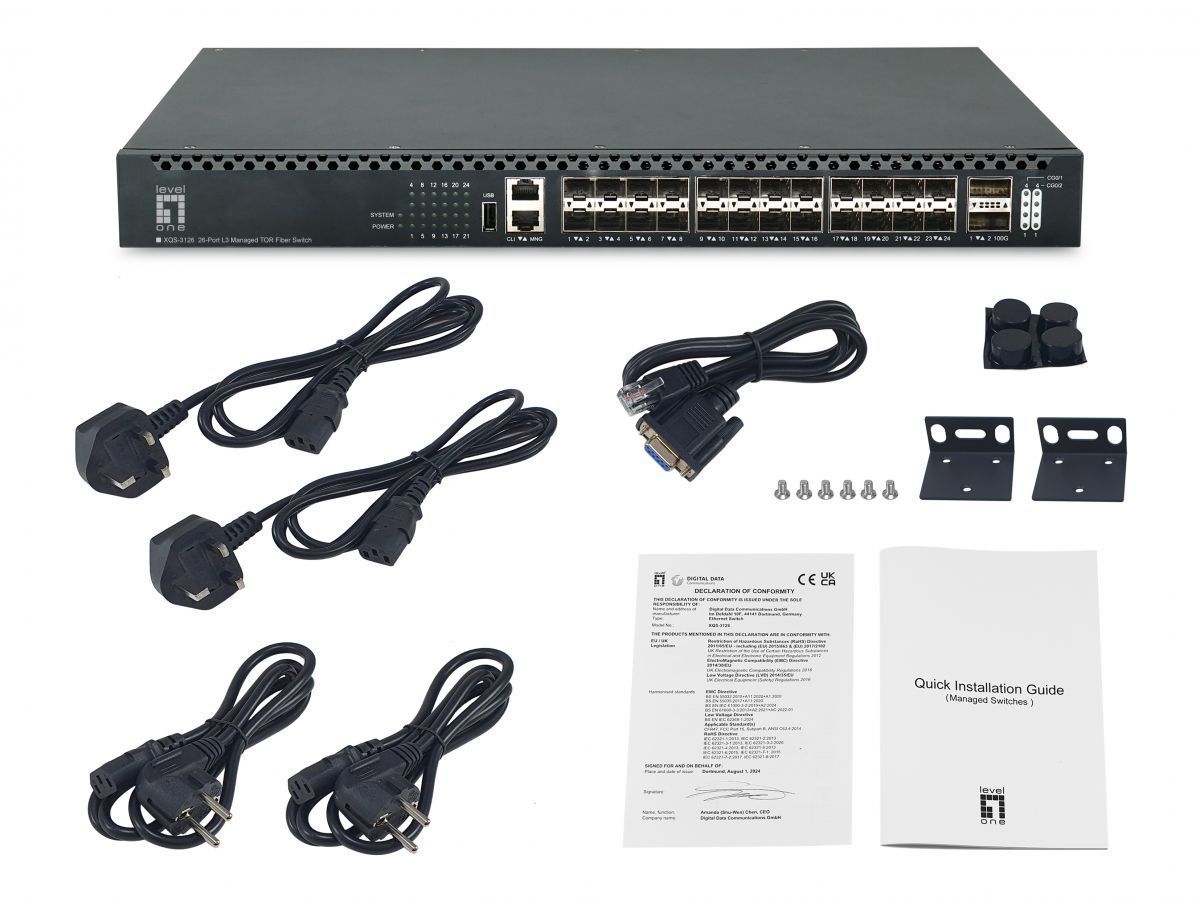 LevelOne XQS-3126 26-Port L3 Managed TOR Fiber Switch