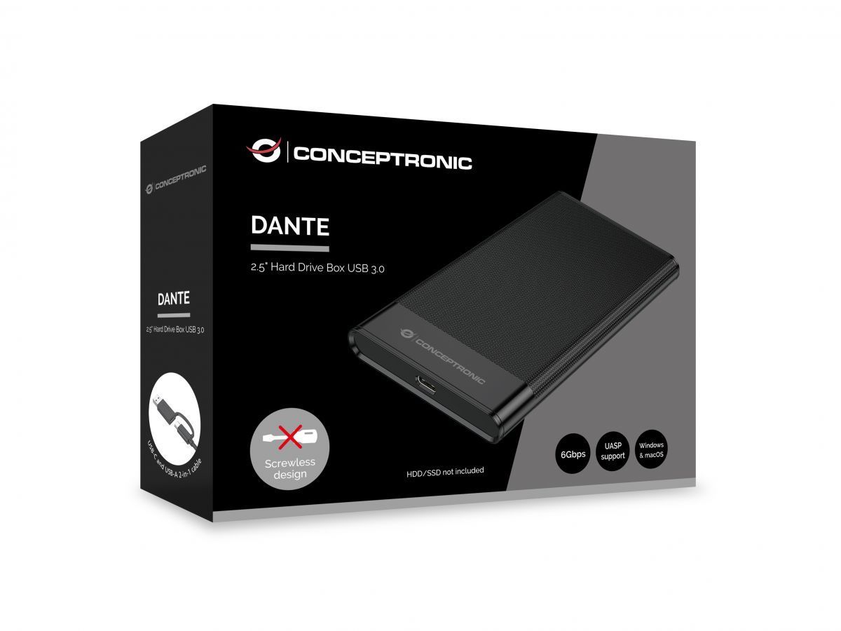 Conceptronic DANTE06B 2.5" Hard Drive Box USB 3.2 Gen 1, 6Gbps