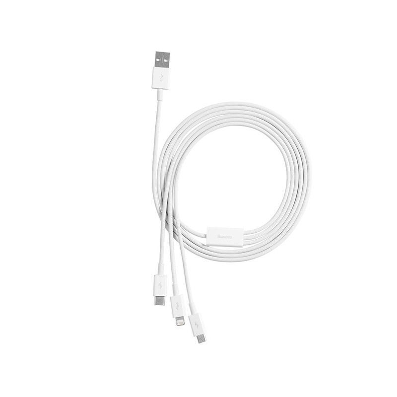 Baseus Superior Series 3 in 1 USB Cable 1,2m White