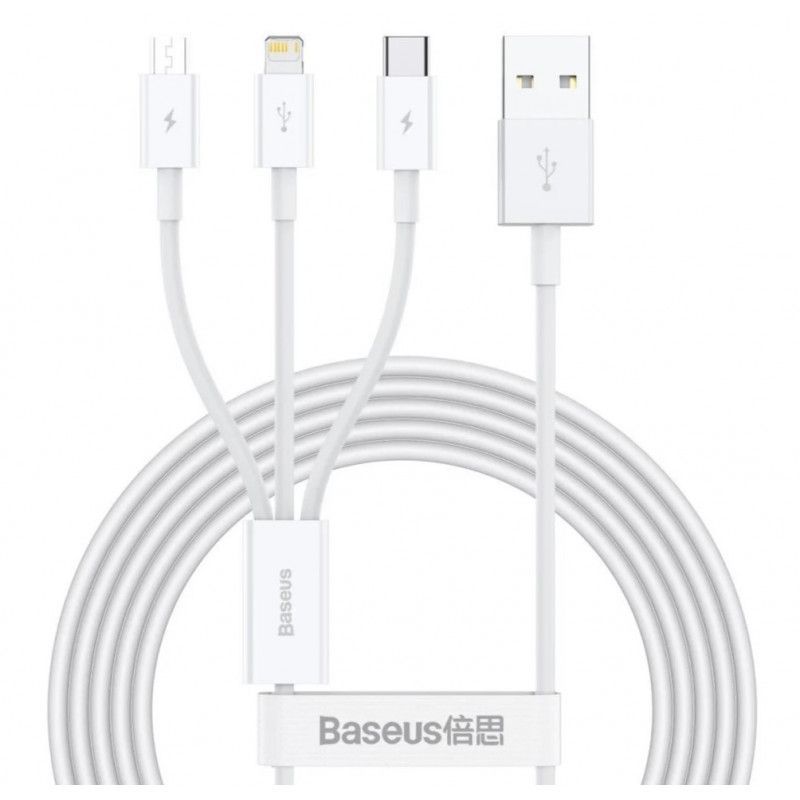 Baseus Superior Series 3 in 1 USB Cable 1,2m White