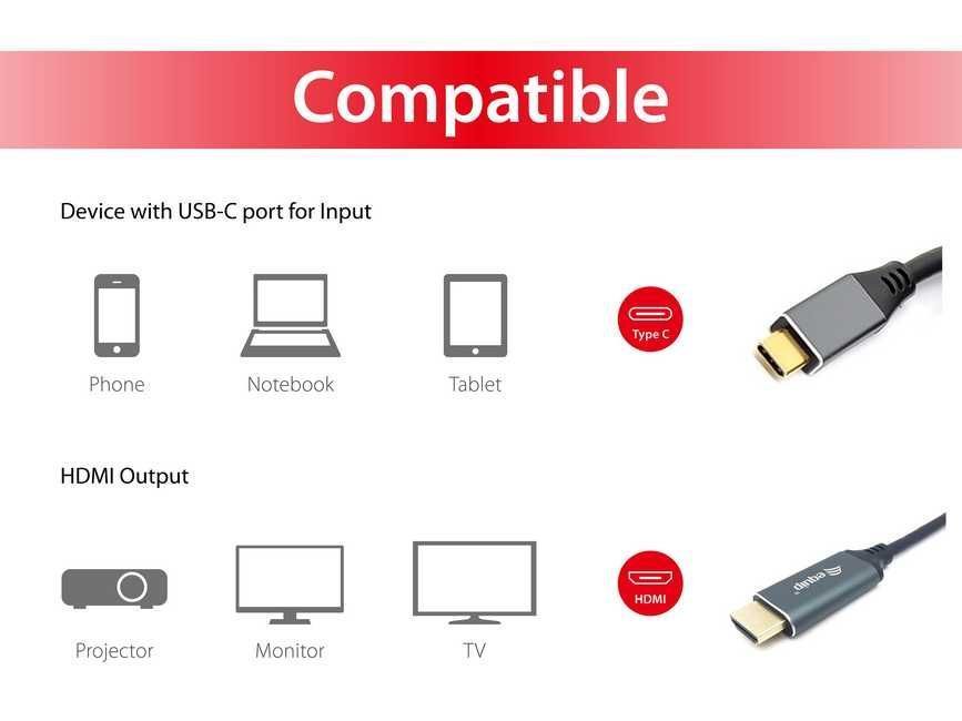 EQuip USB-C to HDMI 4K/60Hz cable 3m Black