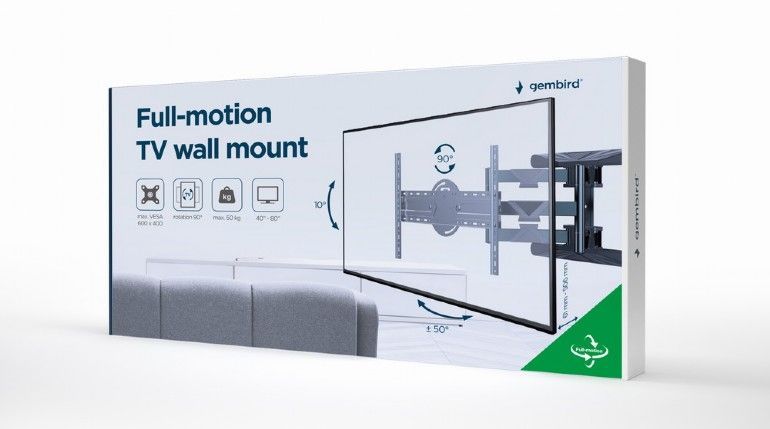 Gembird WM-80STR-01 Rotating full motion TV wall mount 40" - 80" Black