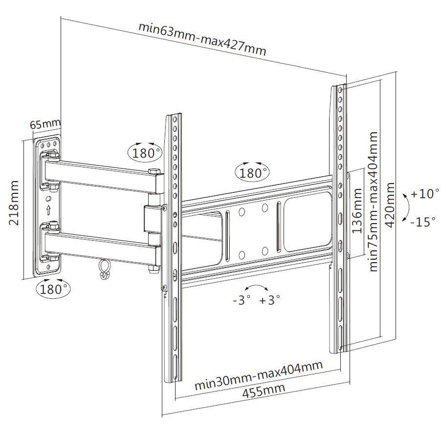 EQuip 32"-55" Articulating TV Wall Bracket Black