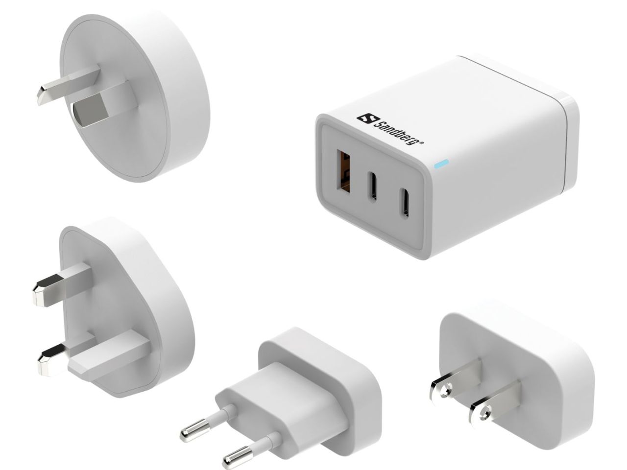 Sandberg 65W 3in1 Travel Charger USB-C/A White