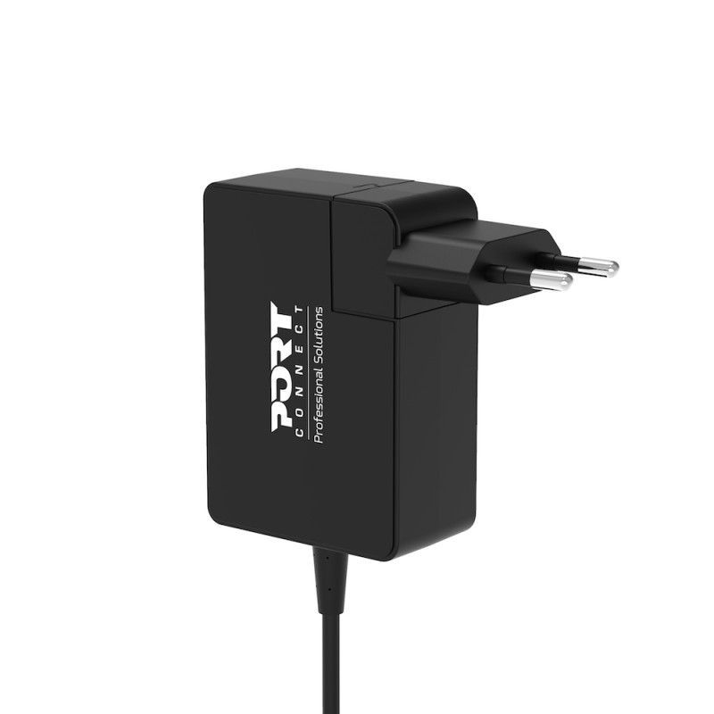 Port Designs GaN 100W International Travel Wall Charger USB-C & USB-A Black