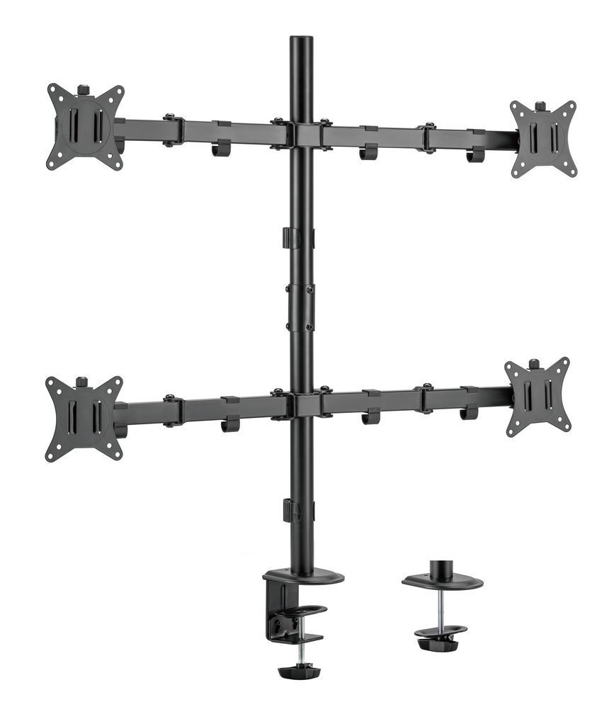 EQuip 17"-32" Articulating Quad Monitor Desk Mount Bracket Black