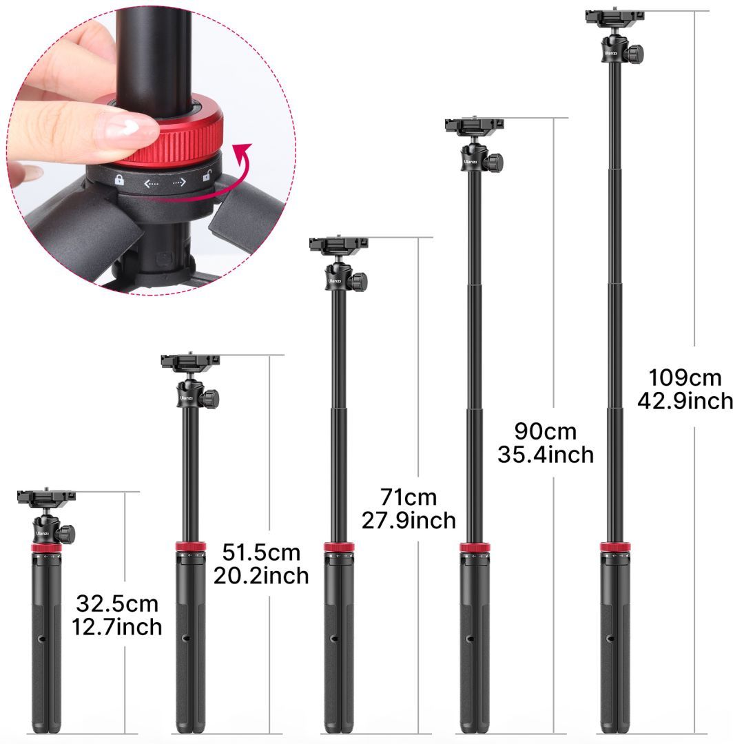 Ulanzi MT-44 Extendable Vlog Tripod mini állvány Black