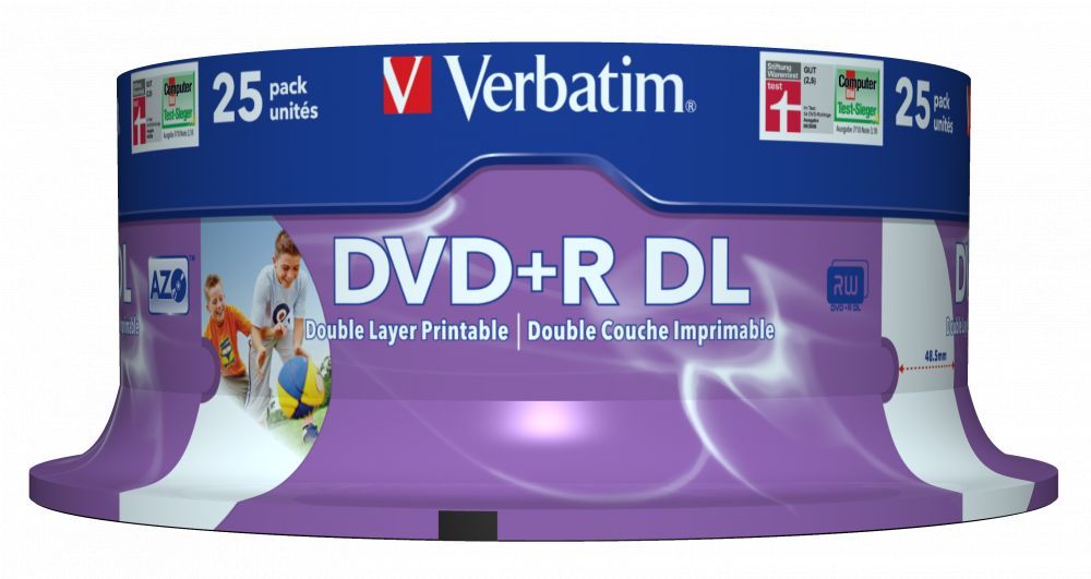 Verbatim DVD+R 8,5Gb 8x Hengeres 25db/csomag (25-ös címke)