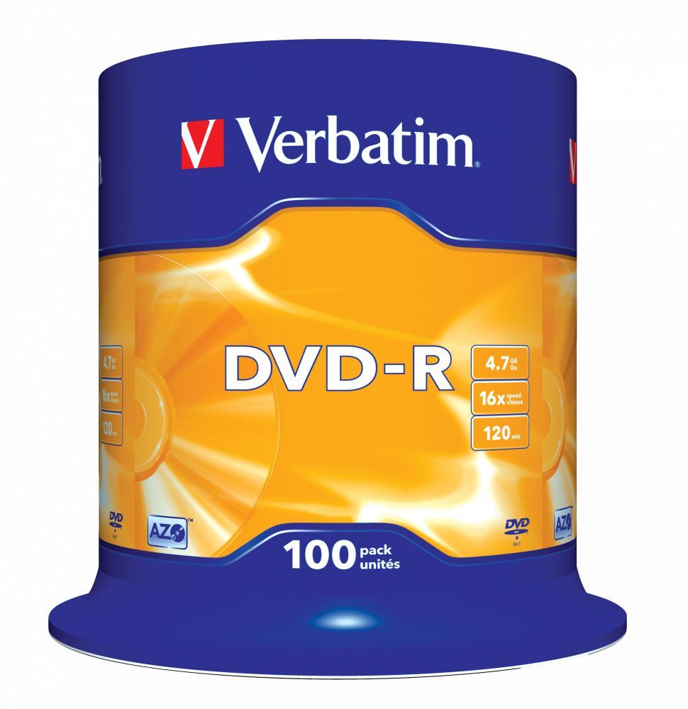 Verbatim DVD-R 4,7Gb 16x Hengeres 100db/csomag (100-as címke)