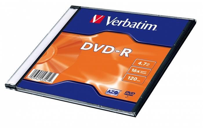 Verbatim DVD-R 4,7Gb 16x Slim tok 1db/csomag (1-es címke)