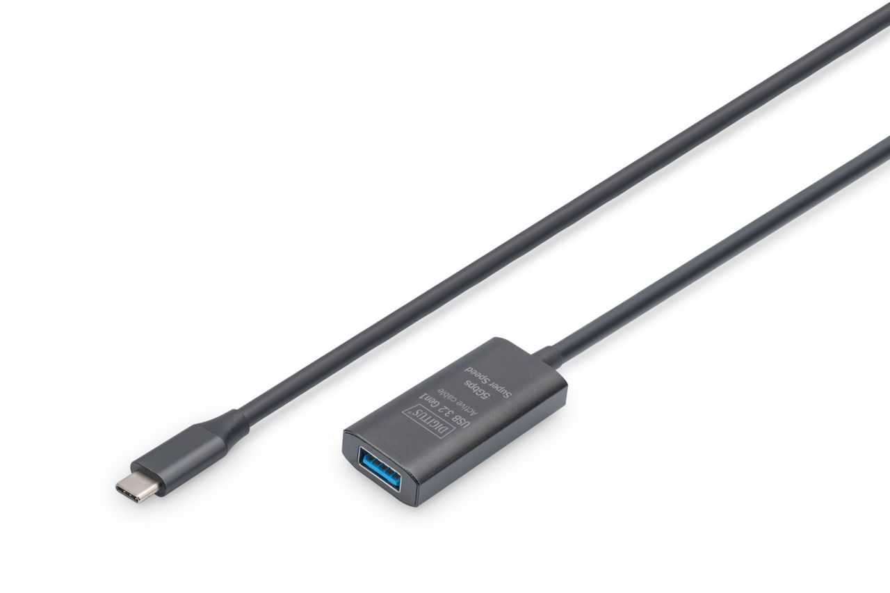 Digitus Active USB 3.2 Gen1 5G extension cable USB-C - USB-A 5m Black