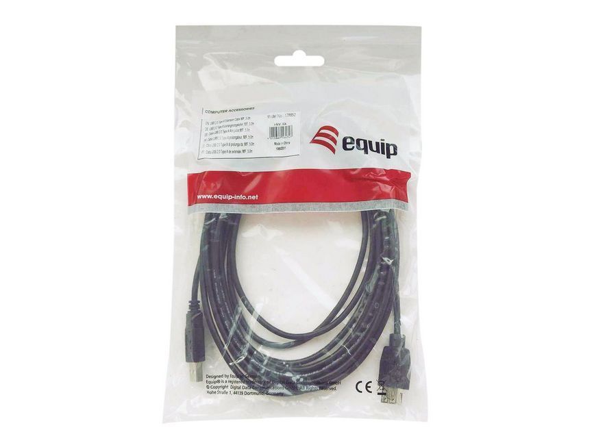 EQuip USB-A 2.0 to USB-B cable 3m Black