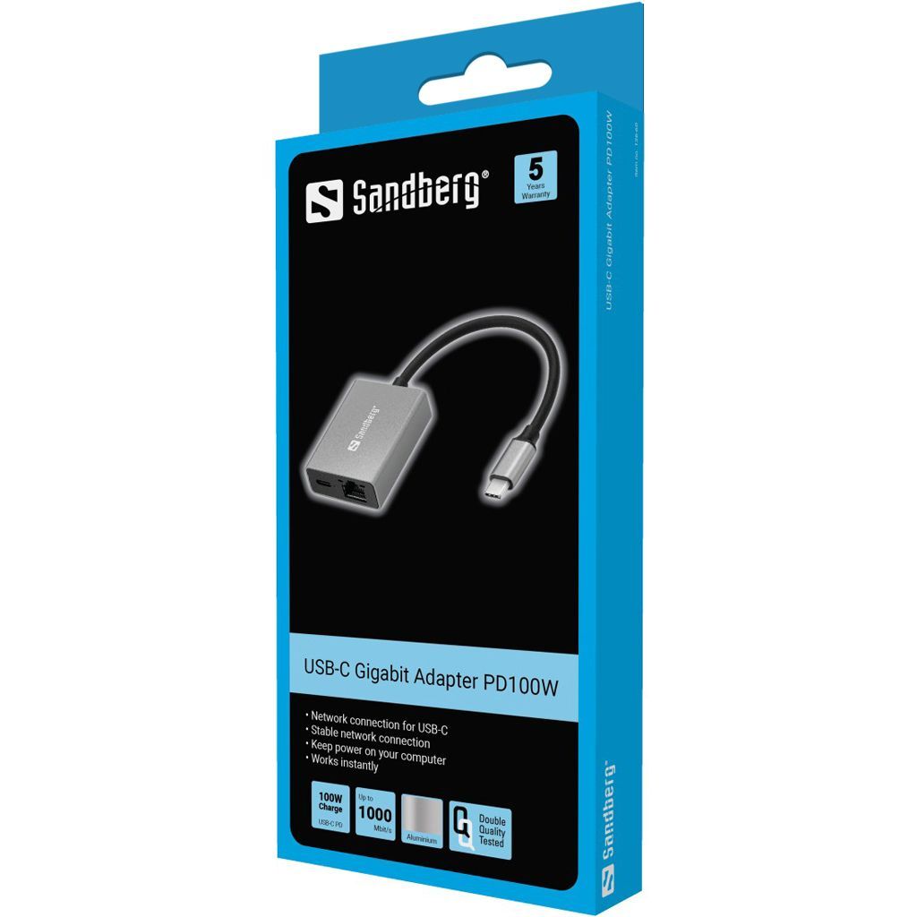 Sandberg USB-C Gigabit Adapter Aluminum Silver