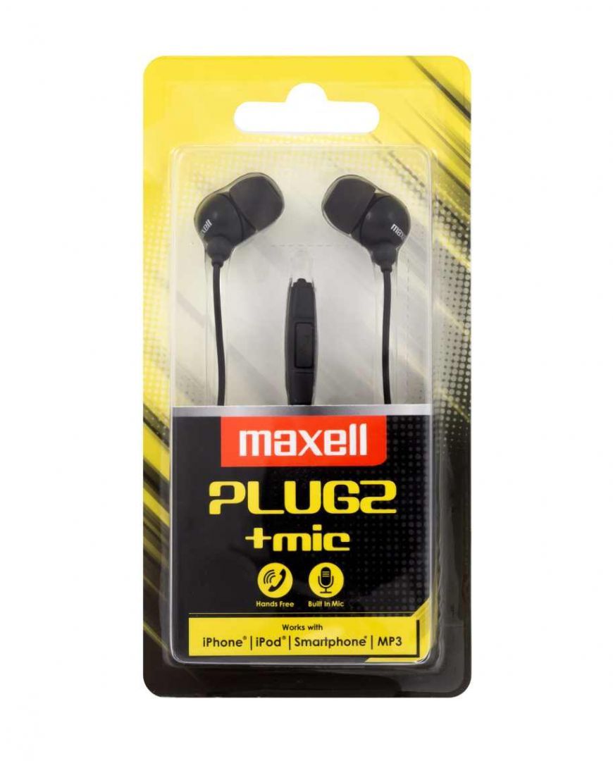 Maxell Plugz + mic Earphone Black