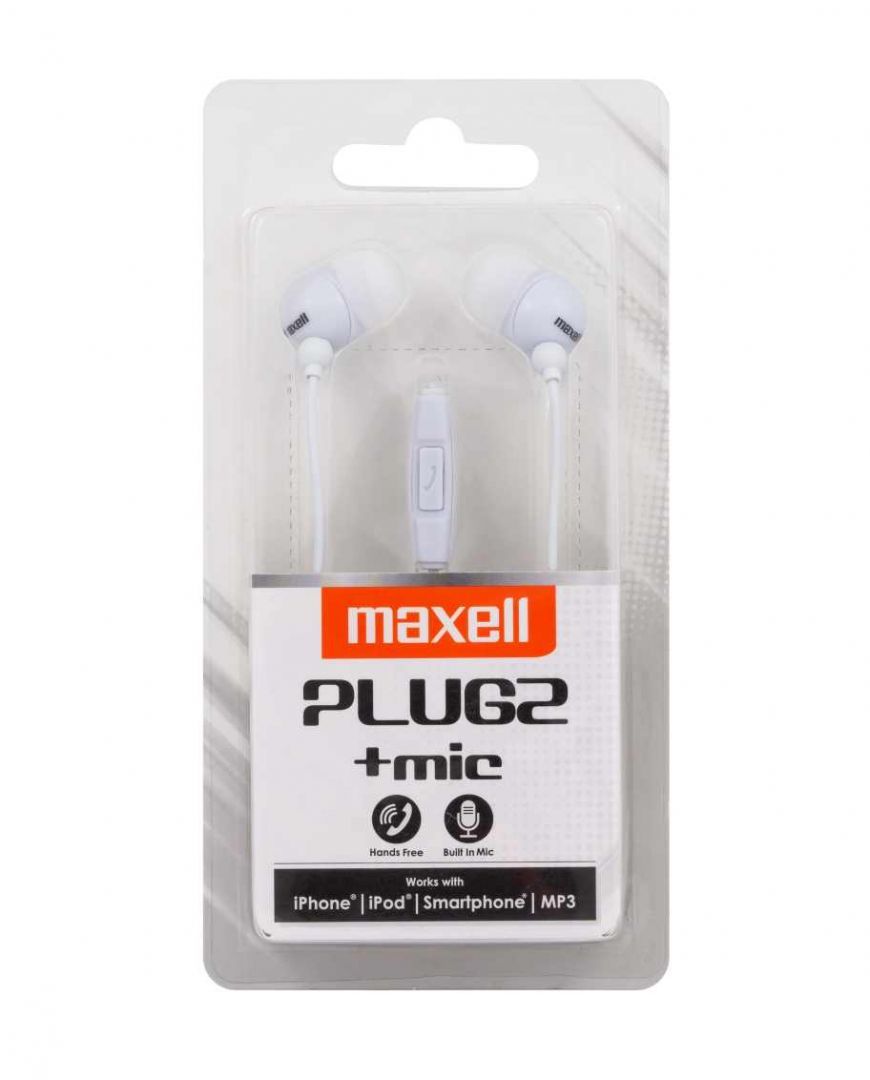 Maxell Plugz + mic Earphone White