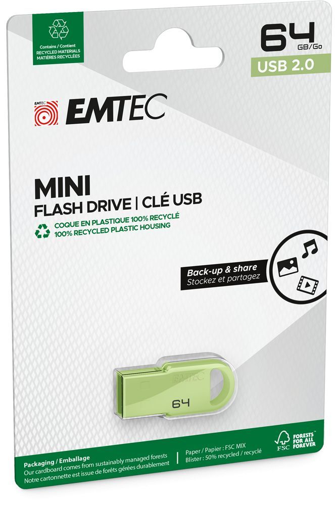 Emtec 64GB D250 Mini USB2.0 Green