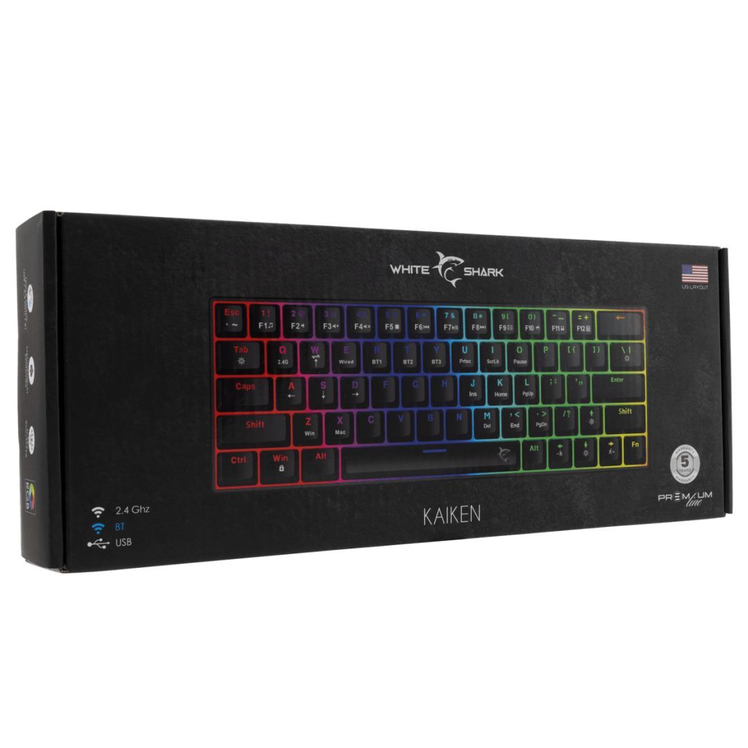 White Shark Kaiken Red Switches Gaming Keyboard Black US