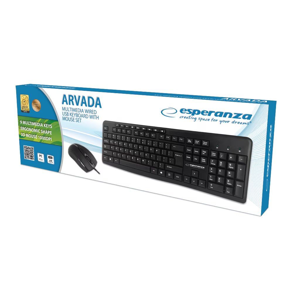 Esperanza Arvada USB Keyboard + Mouse Black US